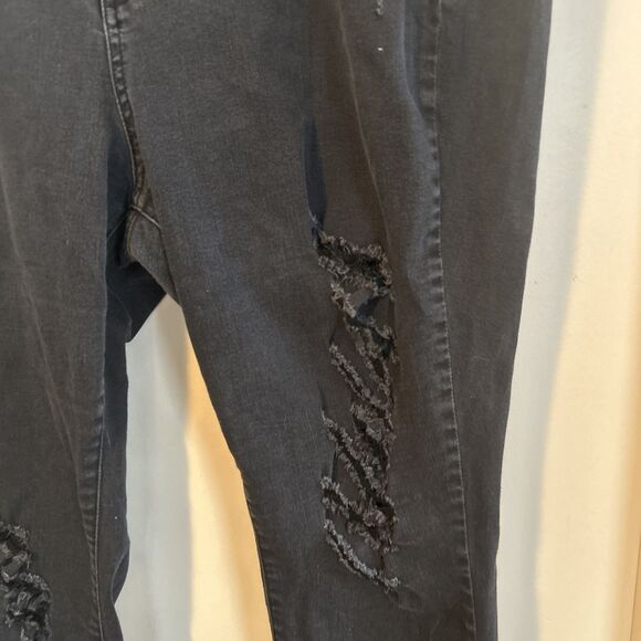 Lane Bryant Skinny Ankle Jeans Size 20 Black Mid-Rise -Stretch Distressed Y2K - Picture 2 of 12